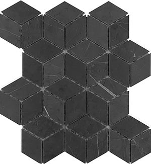 Diamond Cube 45x78 Pietra Grey Marble Mosaic tile face, 282 x 244 mm