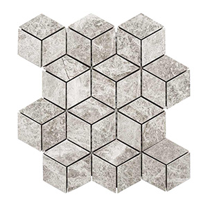 Diamond Cube 45x78 Silver Grey Marble Mosaic tile face, 282 x 244 mm