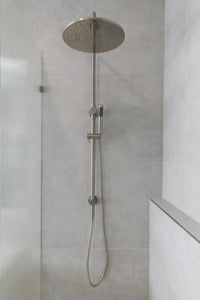 Round Combination Shower Rail, 300mm Rose, Single Function Hand Shower - PVD Brushed Nickel Meir