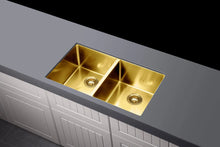 Load image into Gallery viewer, Lavello Kitchen Sink - Double Bowl 760 x 440 - Brushed Bronze Gold Meir
