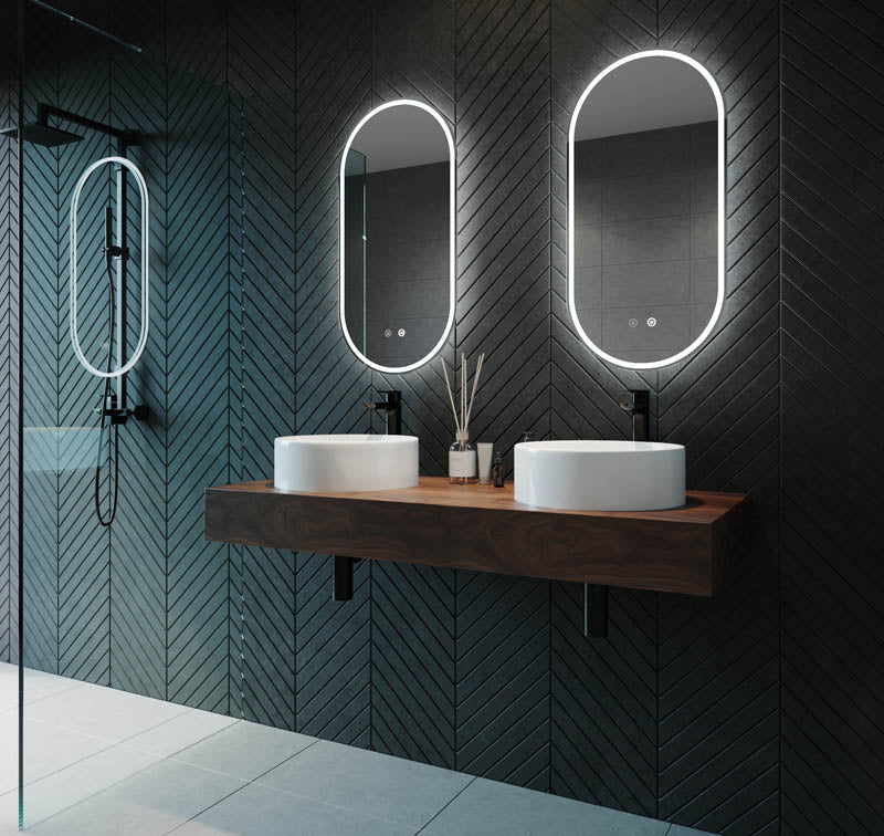 Gatsby LED Mirror with Demister and Portable Magnifier Frameless lifestyle view 3