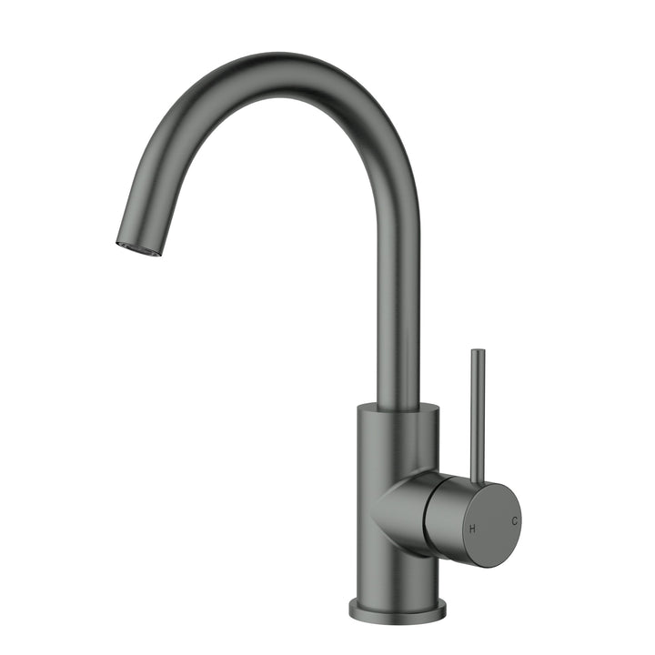 Otus Slimline Basin Mixer Gooseneck - Gun Metal