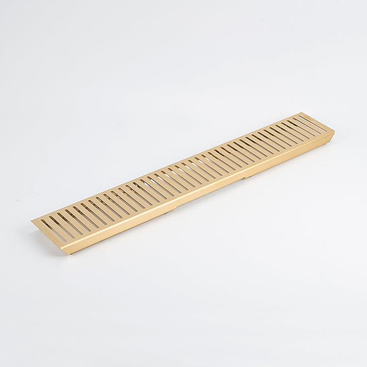 Linear Slotted Floor Grate - Brushed Gold