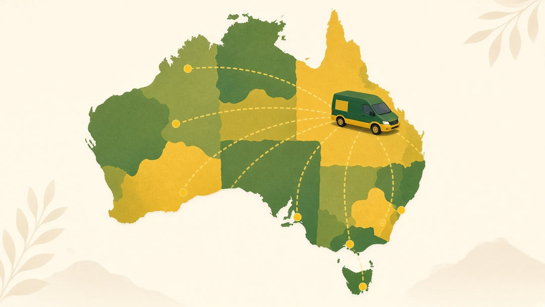 Australia Wide Delivery from Brisbane hub — clean map