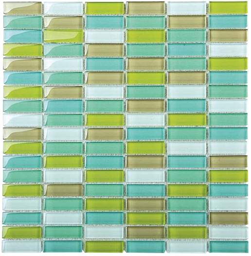 Classic Crystal Glass Mosaic 50 x 15 mm tile face, 300 x 300 mm