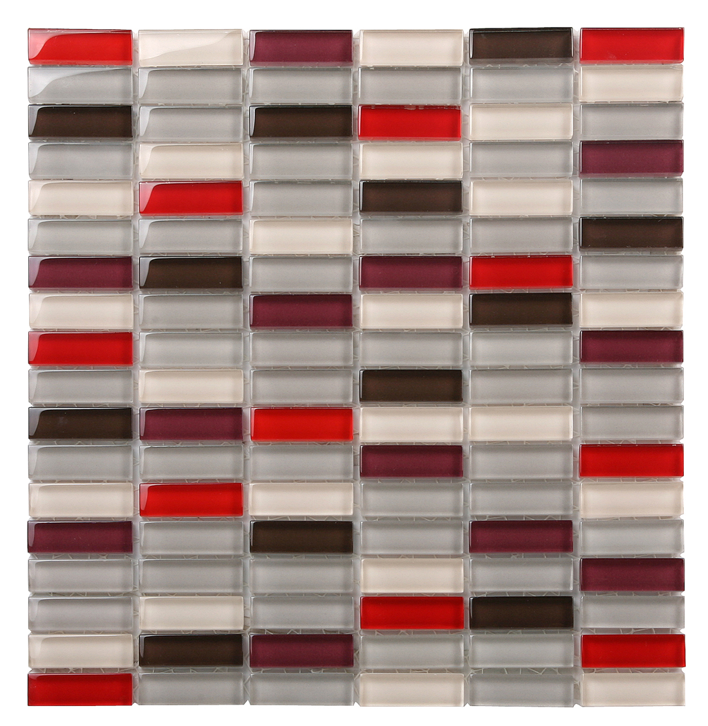 Classic Crystal Glass Mosaic 50 x 15 mm tile face, 300 x 300 mm