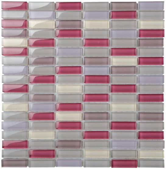 Classic Crystal Glass Mosaic 50 x 15 mm tile face, 300 x 300 mm