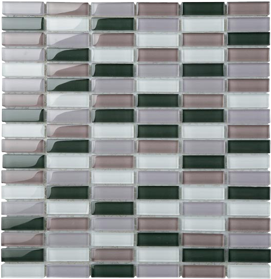 Classic Crystal Glass Mosaic 50 x 15 mm tile face, 300 x 300 mm
