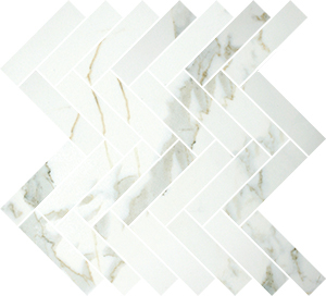 Euromarmo Calacatta Gold Porcelain Mosaic tile face, 290 x 269 mm
