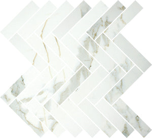 Euromarmo Calacatta Gold Porcelain Mosaic tile face, 290 x 269 mm