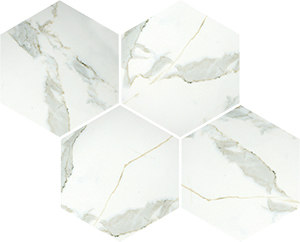 Euromarmo Calacatta Gold Porcelain Mosaic tile face, 265 x 230 mm