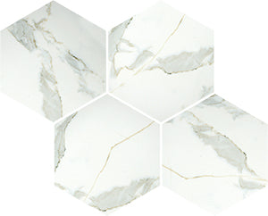 Euromarmo Calacatta Gold Porcelain Mosaic tile face, 265 x 230 mm