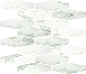 Euromarmo Calacatta Gold Porcelain Mosaic tile face, 300 x 300 mm
