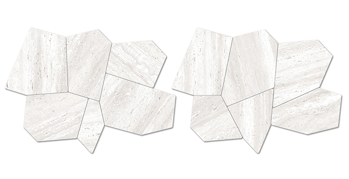 Euromarmo Chiaro Porcelain Mosaic tile face, 675 x 500 mm