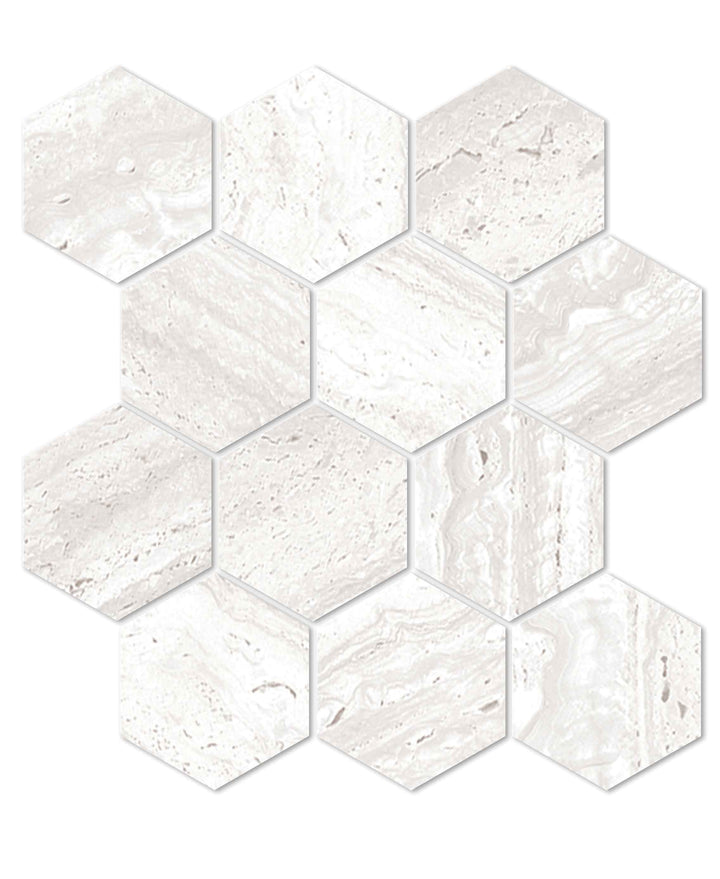 Euromarmo Chiaro Porcelain Mosaic tile face, 260 x 300 mm