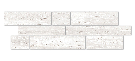 Euromarmo Chiaro Porcelain Mosaic tile face, 600 x 200 mm