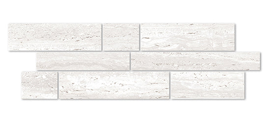 Euromarmo Chiaro Porcelain Mosaic tile face, 600 x 200 mm