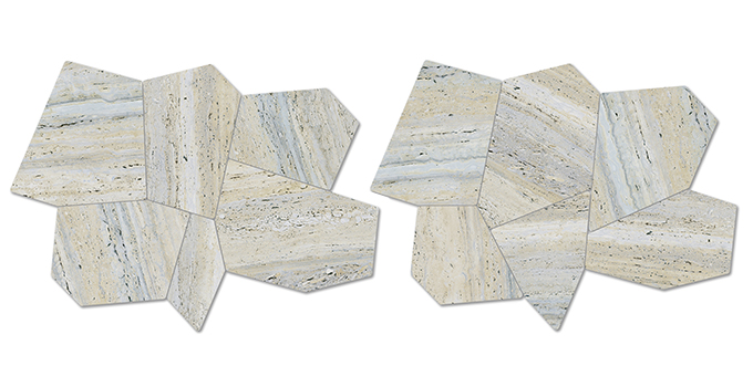 Euromarmo Silver Gold Porcelain Mosaic tile face, 675 x 500 mm