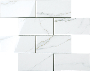 Euromarmo Statuario Venato Porcelain Mosaic tile face, 300 x 300 mm
