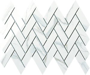Euromarmo Statuario Venato Porcelain Mosaic tile face, 365 x 245 mm