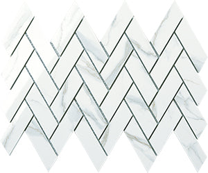 Euromarmo Statuario Venato Porcelain Mosaic tile face, 365 x 245 mm
