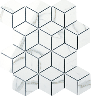 Euromarmo Statuario Venato Porcelain Mosaic tile face, 300 x 260 mm
