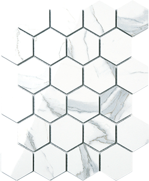 Euromarmo Statuario Venato Porcelain Mosaic tile face, 339 x 260 mm