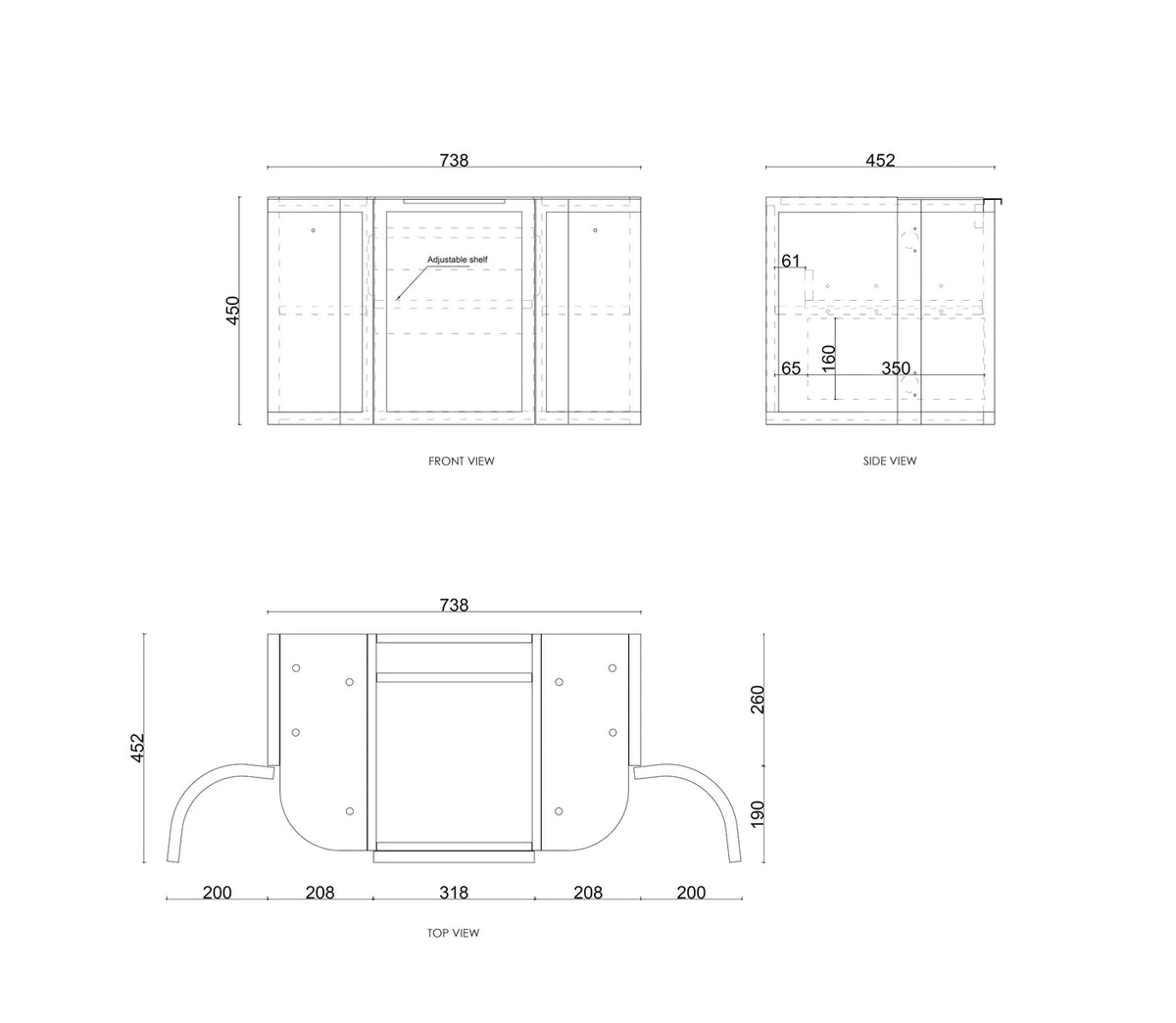 Hampshire 750 Curved Vanity