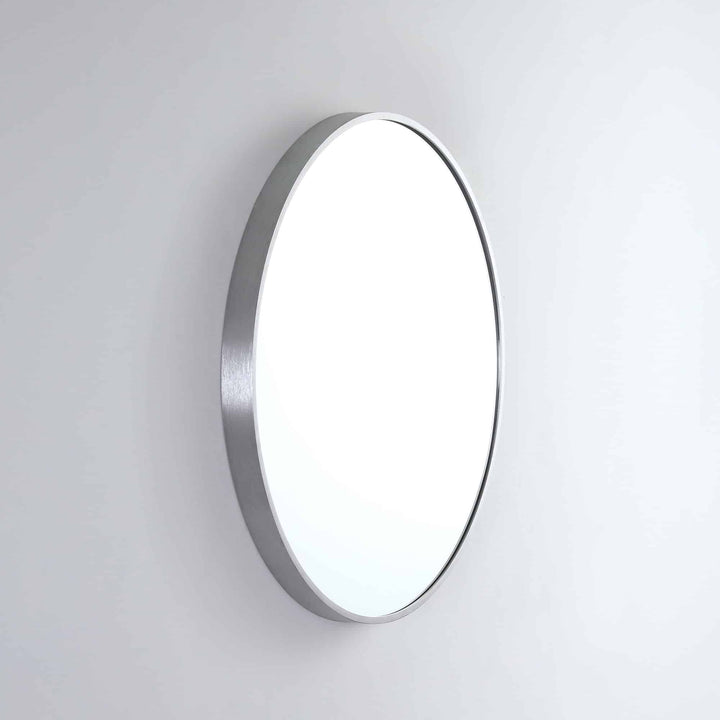 Modern Round Mirror with Portable Magnifier Brits Nickel