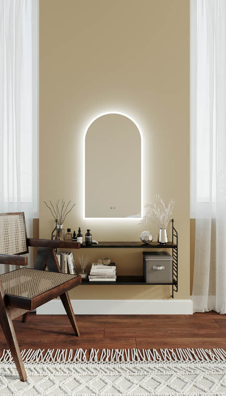 Arch LED Mirror with Demister and Portable Magnifier Frameless product view 4