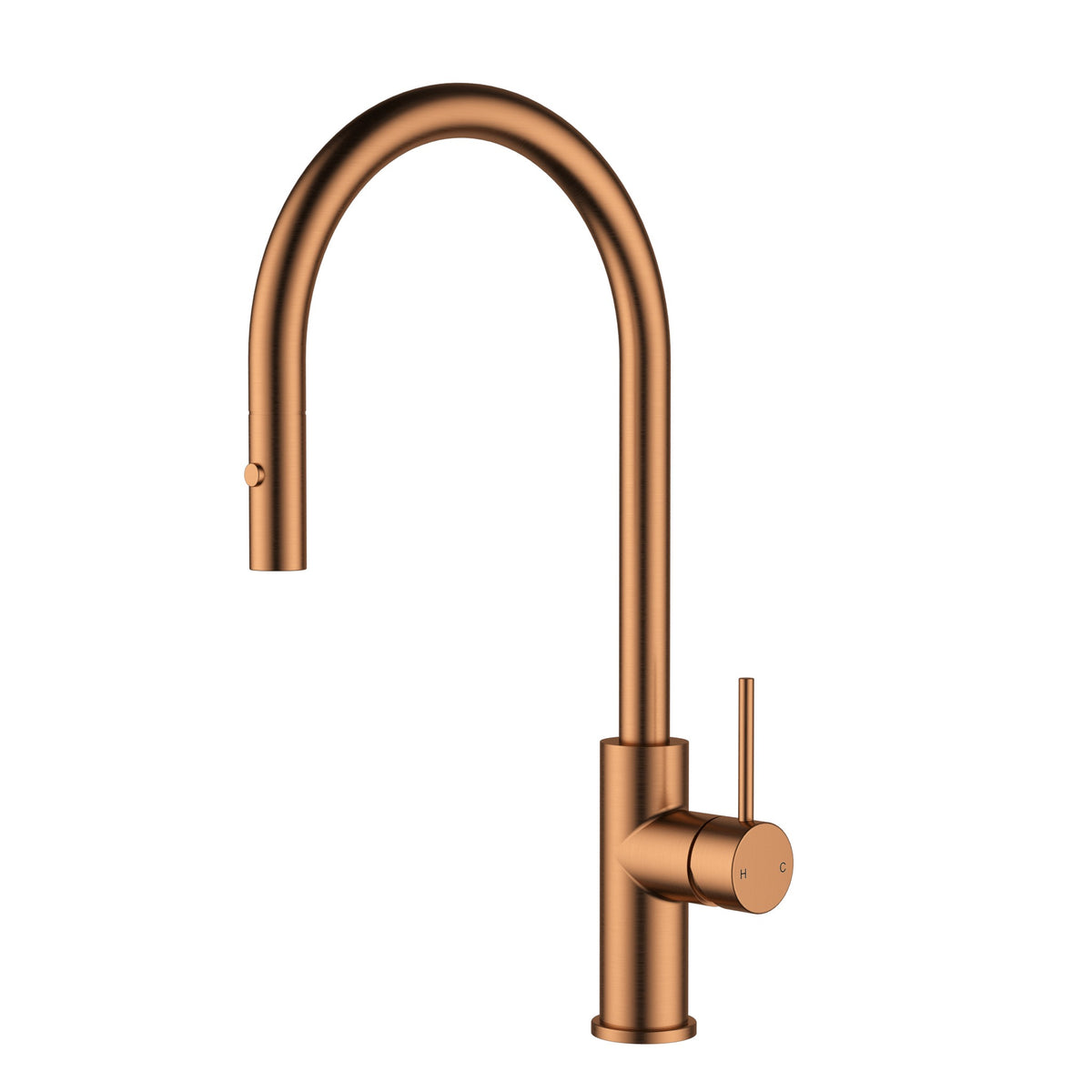 Otus Slimline Gooseneck Pull-Out Sink Mixer - Brushed Copper