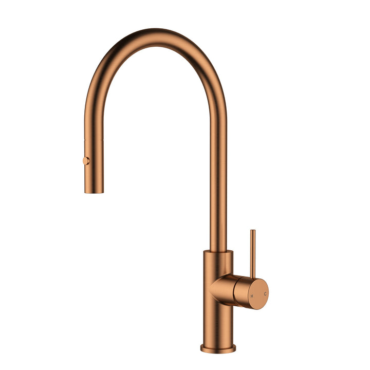 Otus Slimline Gooseneck Pull-Out Sink Mixer - Brushed Copper