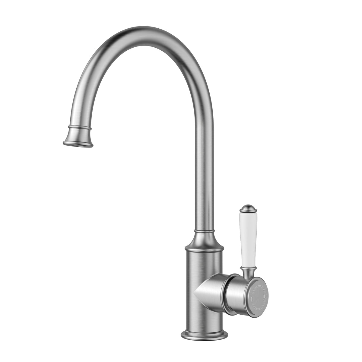 Clasico Sink Mixer Gooseneck / Ceramic Handle - Brushed Nickel