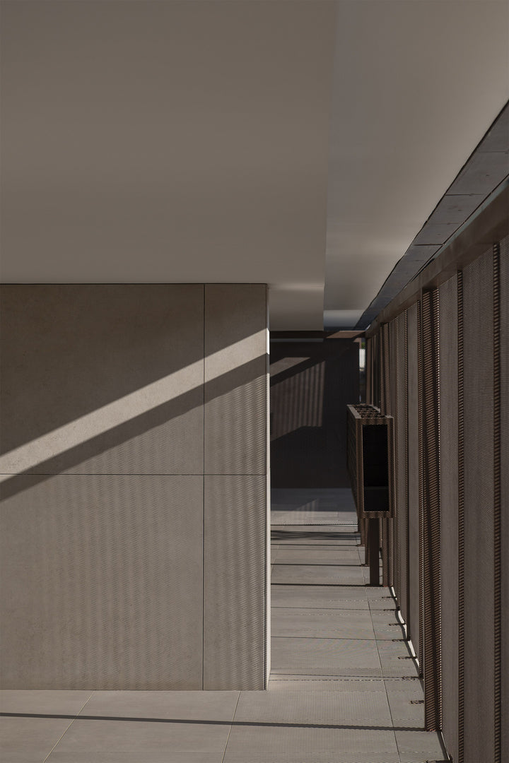 Lunar Dekton 8mm in a hallway or staircase setting