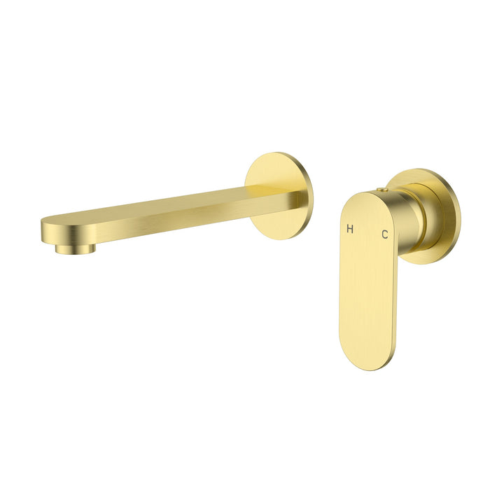 Sora SS Wall Basin Mixer Trim Kit With Separate Back Plate - Brushed Gold