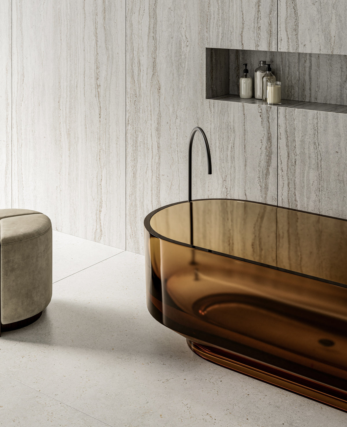 Dekton Trevi in a bathroom with Dekton Polar (second photo)