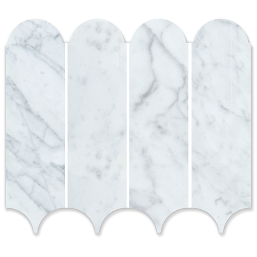 Feather Bianco Carrara Marble Mosaic tile face, 338 x 268 mm