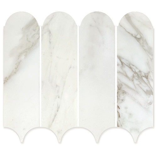 Feather Calacatta Marble Mosaic tile face, 338 x 268 mm