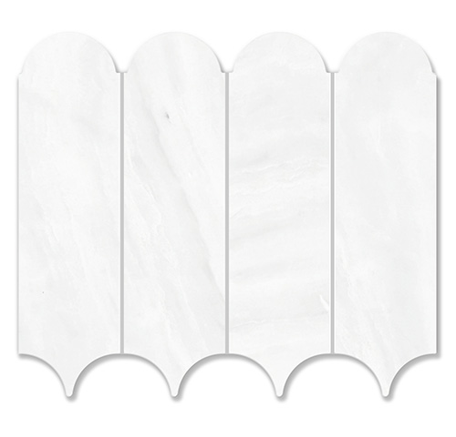 Feather Pearl White Marble Mosaic tile face, 338 x 268 mm