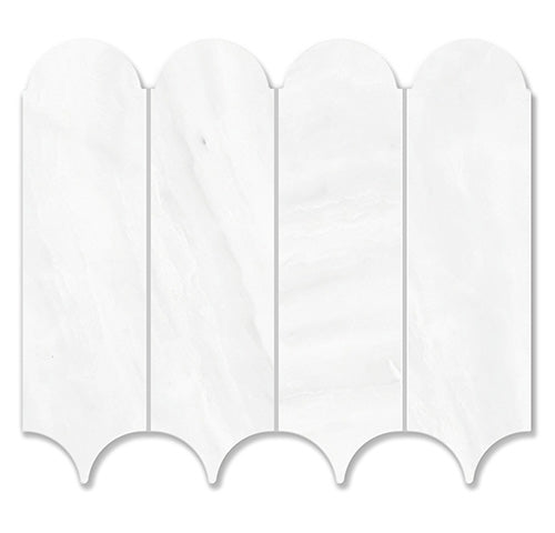 Feather Pearl White Marble Mosaic tile face, 338 x 268 mm
