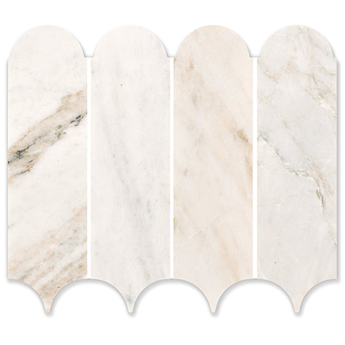 Feather Raw Silk Marble Mosaic tile face, 338 x 268 mm