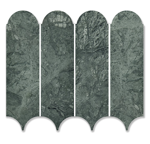 Feather Verde Alpi Marble Mosaic tile face, 338 x 268 mm