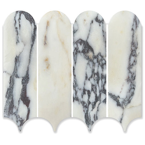 Feather Viola Marble Mosaic tile face, 338 x 268 mm