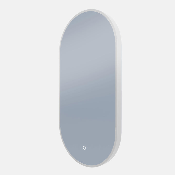 Framed O Series Oval LED Mirror Milano White