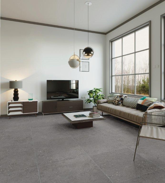 Frammenti Fumo Porcelain Tile installed