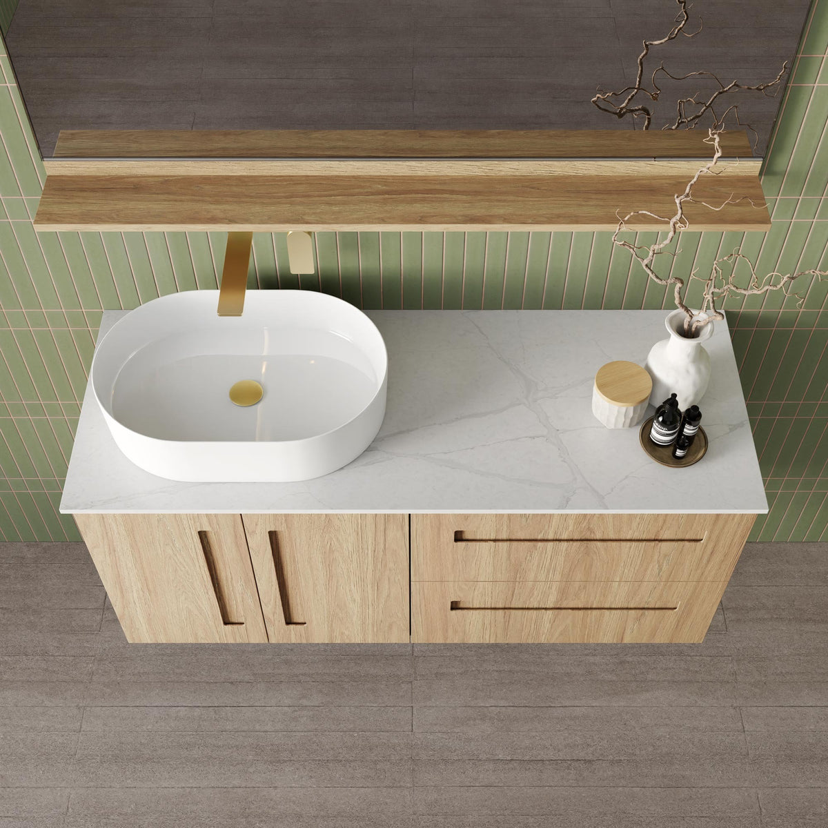 Marquis Gold Vanity – Under Counter Basin, 1800mm - Gold Top