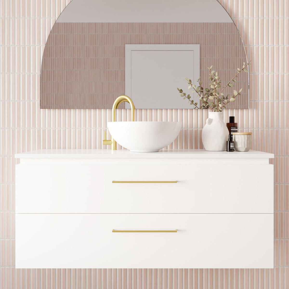 Marquis Riviera Vanity – Under Counter Basin, 1800mm - Riviera Closeup