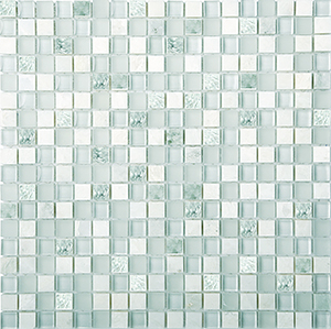 Glasstone SES03 Green Opal Blend Glass and Stone Mosaic – 15 x 15 mm, tile face