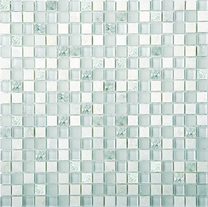Glasstone SES03 Green Opal Blend Glass and Stone Mosaic tile face, 295 x 295 mm