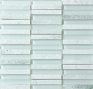 Glasstone SES03 Green Opal Blend Glass and Stone Mosaic tile face, 300 x 305 mm